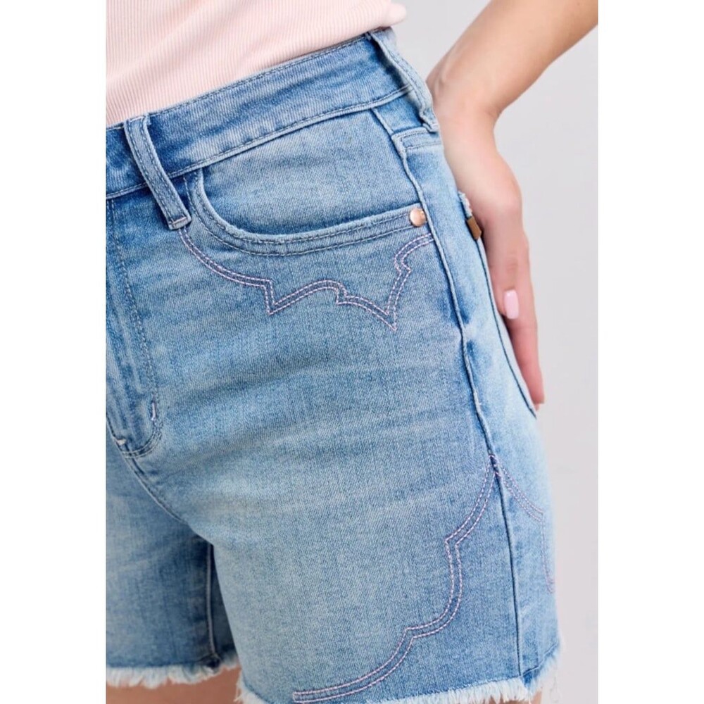 judy blue shorts pink embroidery western judy blue jeans womens medium NEW nwt
